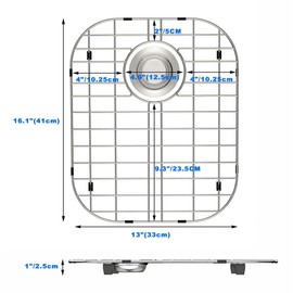 Kitchen Sink Grid Protectors,Stainless Steel Sink Grates with Strainers,16.1”x13” Metal Sink Protectors for Kitchen Sinks Prevent Scratches, 2 Packs of Sink Racks with Rear Drain Hole