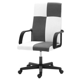 Zanzio Office Chair, Home Office Desk Chair with Padded High Back and Seat Cushion, Fabric Padded Upholstered Computer Task Chair, Comfy Adjustable Rolling Study Reading Chairs, Grey/White