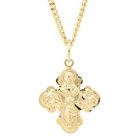 Dear To Me 14KT Gold-Filled Small Four-Way Medal with 18"" Gold Plated Stainless Steel Chain, 18"", Yellow