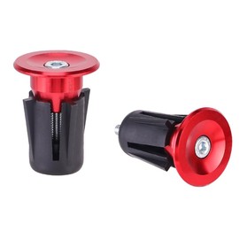 2PCS Handlebar End Caps - Bike Bar Ends with Tool - Aluminium Alloy Bicycle Bar End Plugs - Durable Grip Protector - Universal for Mountain Road Folding Bikes (Red)