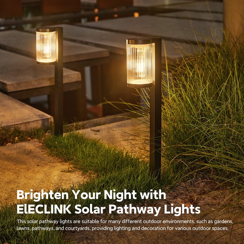 ELECLINK Solar Pathway Lights Outdoor, 2 Pack Upgraded Outdoor Solar