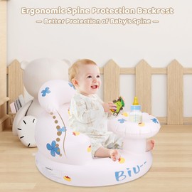 Baby Inflatable Seat for Babies 3 Months and Up, PAKOO Baby Support Seat Toddler Chair for Sitting Up, Blow Up Baby Chair Floor Seater with Built in Air Pump (Pumpkin)