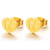 QLYOVWE Heart Initial Stud Earrings 18K Gold Plated Dainty Initial