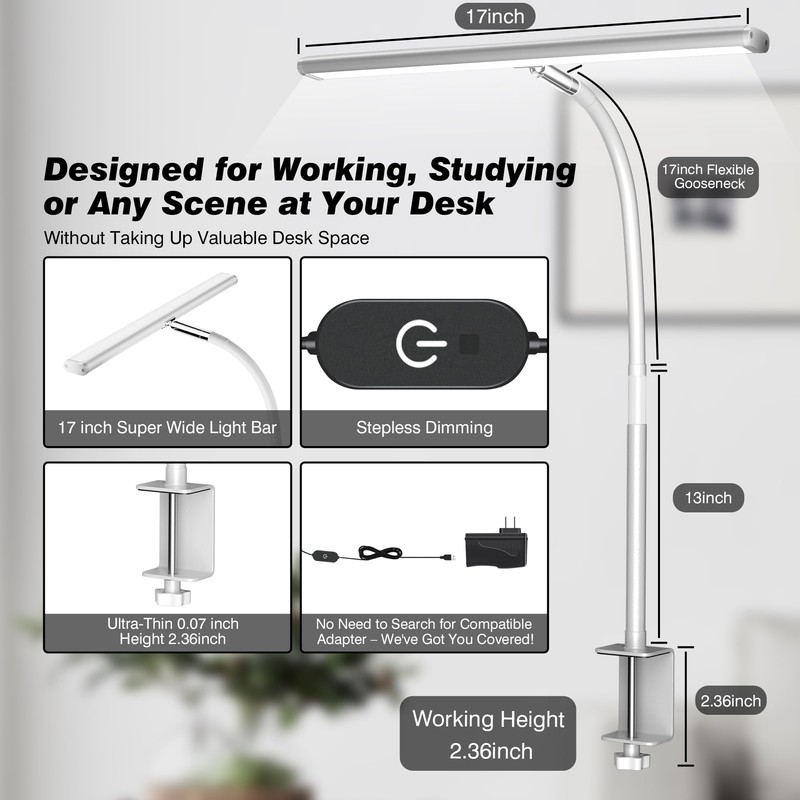 Airlonv LED Desk Lamp for Office Home, Eye-Caring Desk Light