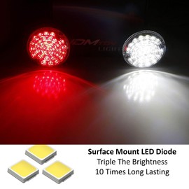 iJDMTOY 95mm NAS Style Clear Lens Full LED Upgrade Kit Compatible With Land Rover Defender LD (Fit Backup/Reverse & Rear Fog Light Assemblies)