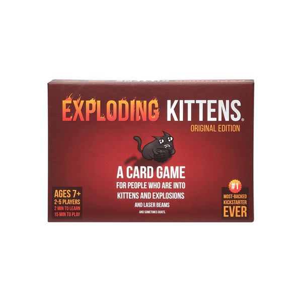 Exploding Kittens Card Game - Original Edition, Fun Family Games for Adults Teens & Kids - Fun Card Games - 15 Min, Ages 7+, 2-5 Players