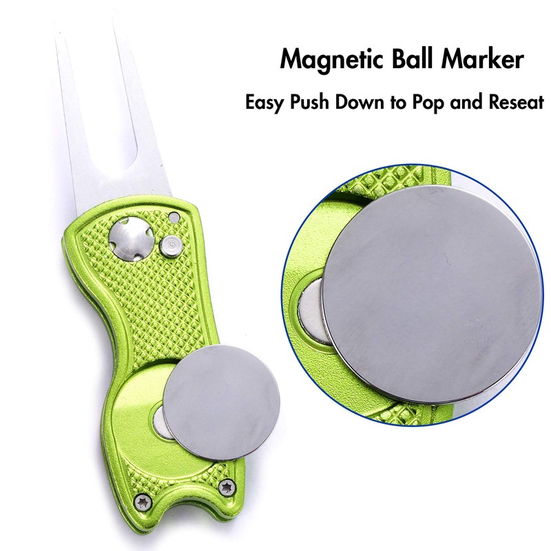 Fpxnb 2 Pack Metal Foldable Golf Divot Tool with Pop-up