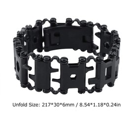 29 in 1 Multi Tool Bracelet, Multifunctional Stainless Steel Outdoor Tool Bracelet Portable Punk Bracelet Outdoor Emergency Tool(Black)