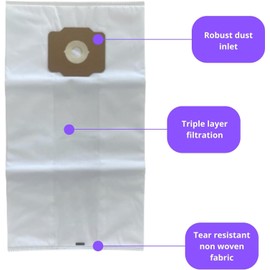 6 Pack Central Vacuum Bags - Universal Fit for Beam, Electrolux, Eureka, Kenmore, Husky, Mastercraft, Nutone Broan, Nilfisk, and More, Durable Tear-Resistant Cloth Bags - 6 Pack