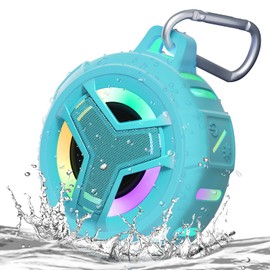 EBODA Waterproof Bluetooth Shower Speaker, IPX7 Floating Portable Wireless Small Speakers, 24H Playtime with RGB Light for Kayak, Beach, Pool Accessories, Gifts for unisex -Sky Blue