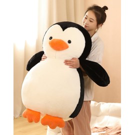 EXQULEG Penguin Cushion Plush Toy Penguin Soft Toy Cuddly Toy Cartoon Penguin Cushion Gift Unisex Cuddly Toy (30 cm)