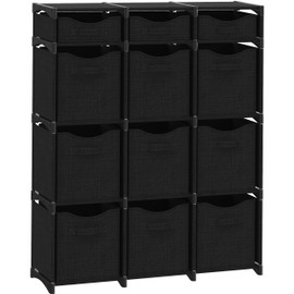 Cube Storage Organizer with Storage Bins Included - The Perfect Closet Organizers and Storage Solution. Includes 12 Storage Cubes, Great For Toy Storage, Closet Storage, Clothes Storage (Black)