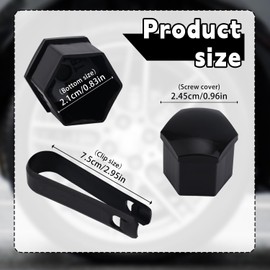 BOXOB 20stk Radmutternabdeckungen 21mm, Radmutterabdeckungen für Autoräder mit Entfernungswerkzeug Radschraubenkappen Kfz-Außenzubehör für die Meisten Autos (Schwarz)