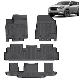 Floor Mats Compatible with 2022-2025 Pathfinder 7 Seats，4Pcs TPE All Weather Floor Liners for Pathfinder Accessories