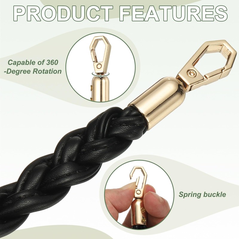 sourcing map Braided Purse Straps, 49.2 Inch PU Leather Woven