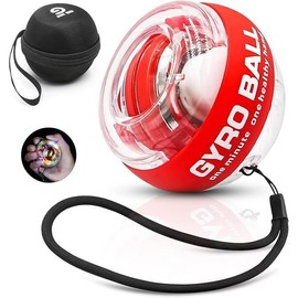 Wrist Trainer Ball Auto-Start Wrist Strengthener Gyroscopic Forearm Exerciser Gyro Ball for Strengthen Arms, Fingers, Wrist Bones and Muscles - Color: Red
