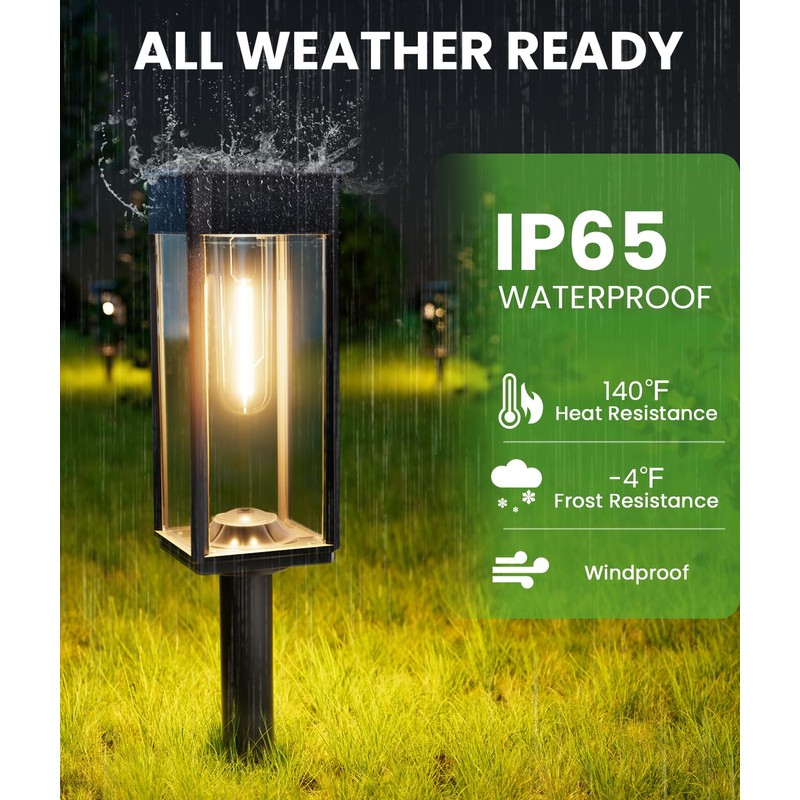 BITPOTT Bright Solar Pathway Lights Outdoor Waterproof IP65, 4 Pack