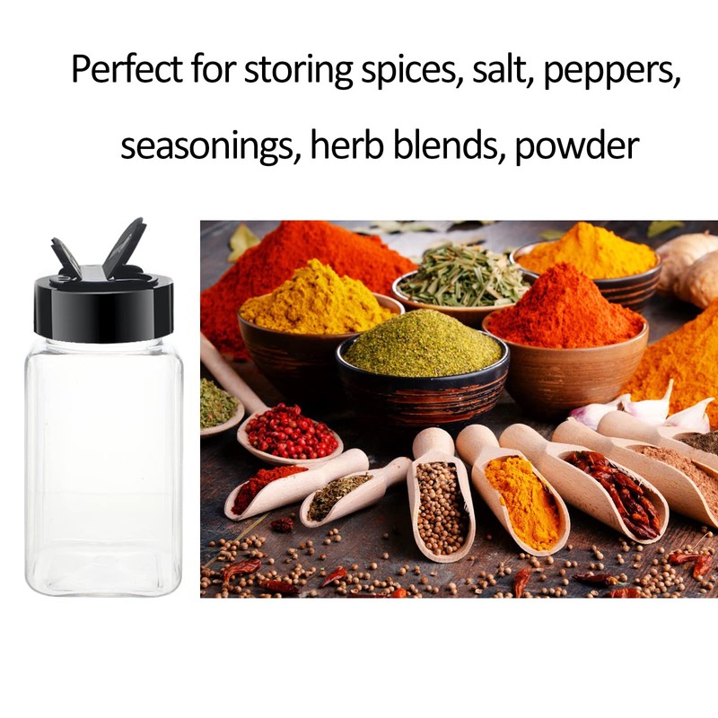 YBCPACK 12 Pack 4oz Plastic Spice Jars with Lids and