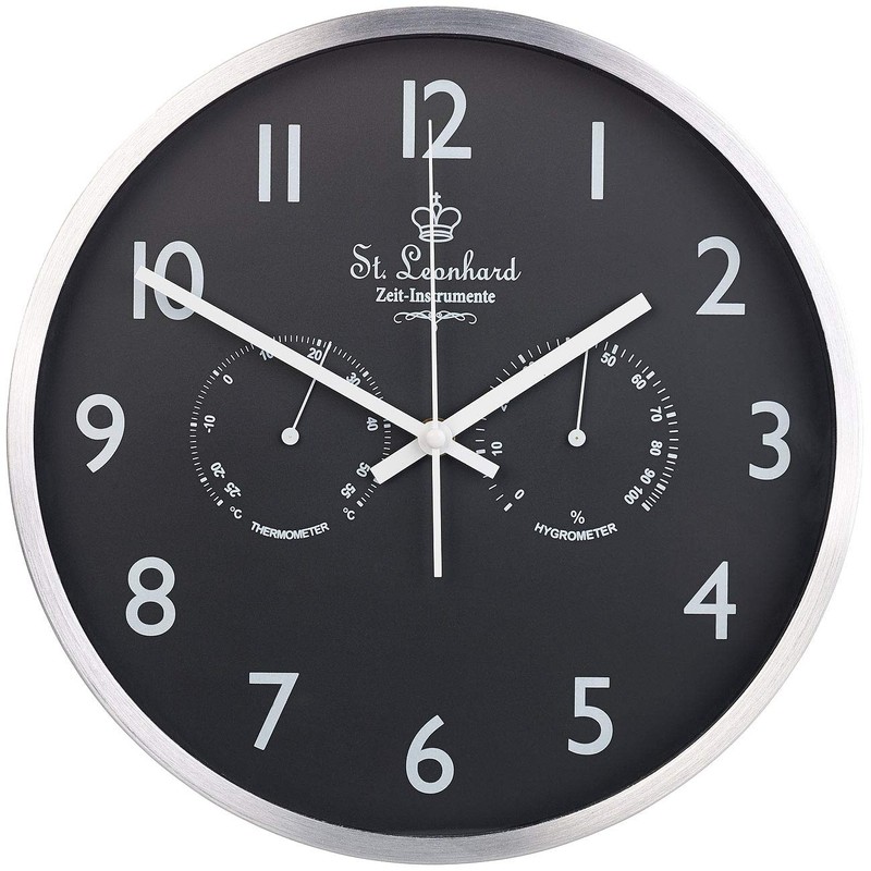 St. Leonhard Radio-Controlled Clocks: 3-in-1 Radio Wall Clock with Thermometer