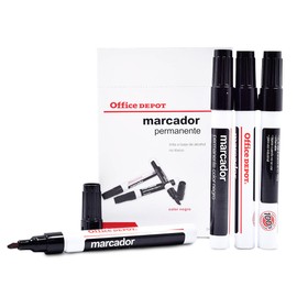 Office Depot Marcador Permanente | Punta Cincel | 12 piezas | Color Negro