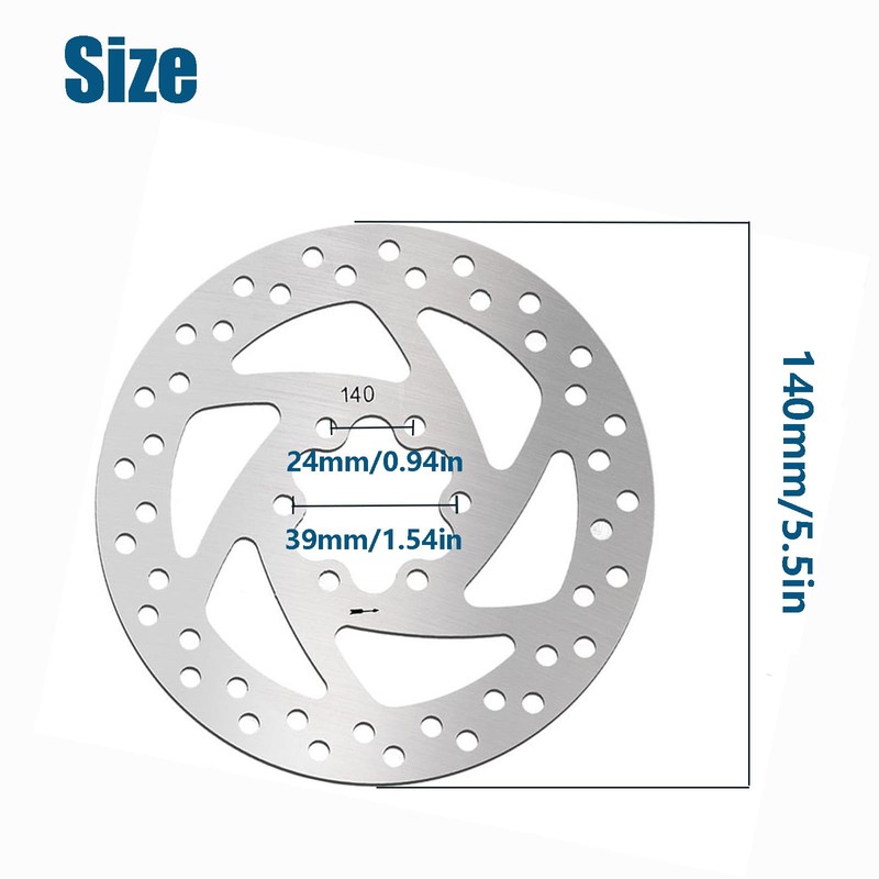 140mm Electric Scooter Brake Rotor in Stainless Steel, Compatible with