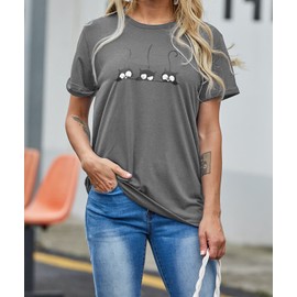 NIUBIA Women's Three Cats Printed Shirts New Novelty T-Shirts Cute Teen Girls Casual Tops