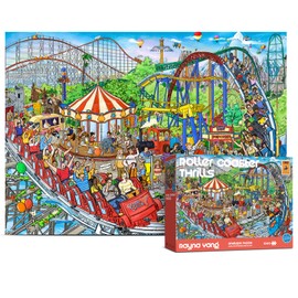 Antelope 3 in 1 1000 Piece Puzzle Bundle - Roller Coaster - 1000 Piece Jigsaw Puzzle Bundle with Drive in Movie and Cat Castle - 1000 Piece Jigsaw Puzzle,Roller Coaster+drive in Movie+cat Castle