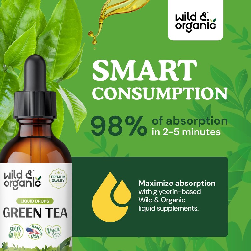 Wild & Organic Green Tea Extract Liquid Drops - Antioxidant