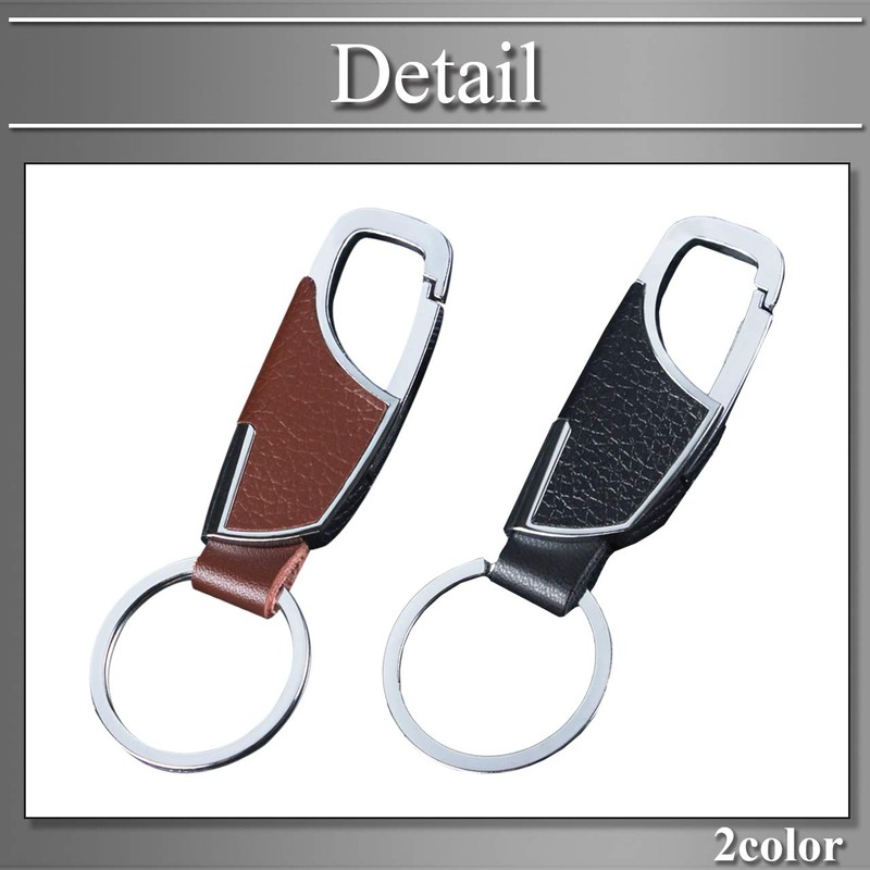 BUZZxSELECTION AC116 Men's Key Chain Stylish Key Ring Leather Metal