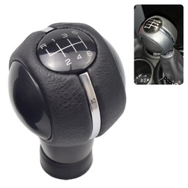 Cakievro Black Leather+ABC 6 Speed Manual Gear Shift Stick Knob Fit for Mini Cooper F54 F55 F56 F57 F60 Gear Shift Knob (6 Speed-1)