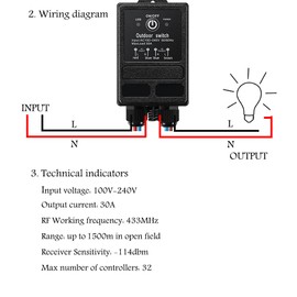 ZHOFONET Remote Control Switch,AC110V/120V/230V/240V/40A Relay RF Switches,IP65 Waterproof Wireless Light Switch with 4900ft Long Range for Household Appliances,Industrial Equipment,Garage Door