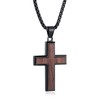 REVEMCN Wooden Cross Necklace for Men Boys - Black Walnut