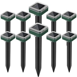 Mole Repellent Solar Powered, 10 Pack Gopher Repellent and Snake Repellent for Yard, Waterproof Ultrasonic Vibration Stakesfor Outdoor Lawn Garden to Get Rid of Moles, Voles, Groundhogs,Rodents