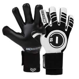 N1 Goalkeeper gloves Scorpius SSG Pro. Football Gloves with Negative Cut and Non-Slip German Latex SSG Pro. Soccer Goalie Gloves Fitted for Adults. Black & White. Size 9