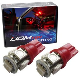 iJDMTOY 5-SMD 168 194 2825 T10 LED Car Interior Map Dome Light Bulbs, Brilliant Red