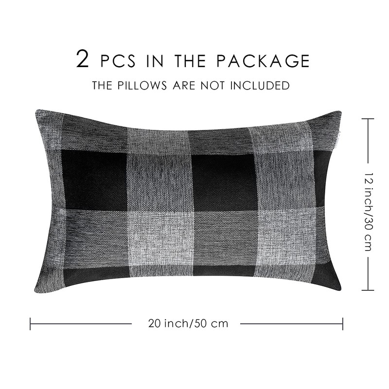 ORANIFUL Buffalo Check Cushion Covers 30 x 50 Set of