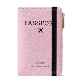 Passport Holder with RFID Blocker, Protective Case for Credit Cards, Passport, ID and Travel Documents, Travel Accessories/Travel Organiser, Multi-Compartment Zipped Wallet, Pink (pink A), rfid wallet
