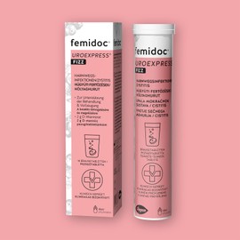 femidoc UROEXPRESS Fizz Effervescent Tablets Pack of 14 | Supports Treatment and Prevention of Cystitis | Active Ingredient 2 g D-Mannose | Vegan