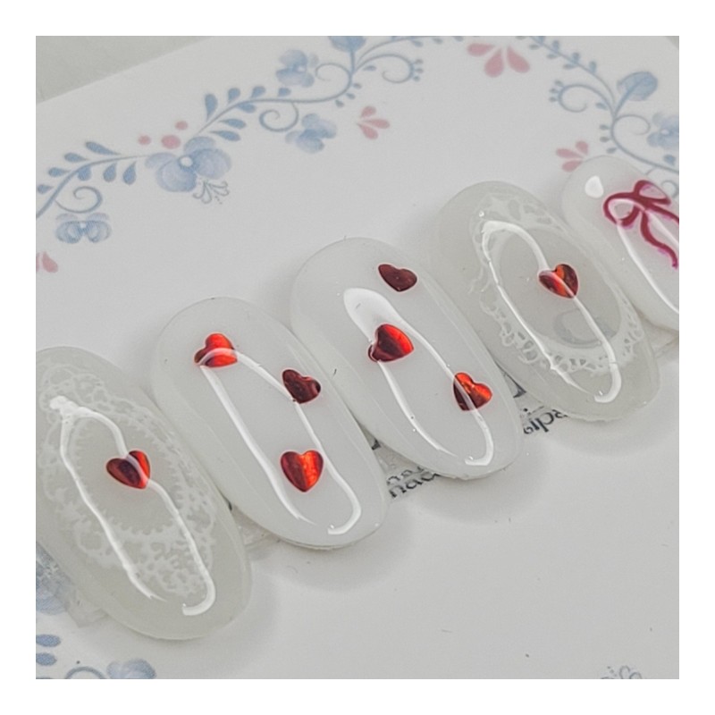Signal Heart Handmade Nail Tips - Oval M / 시그널