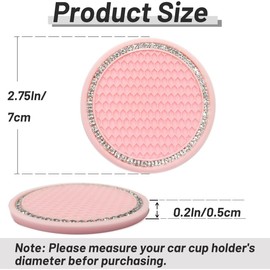 JJiaoLinin Auto Getränkehalter Untersetzer,2 Stück Universal Auto Getränkehalter Einsatz Bling Bling Strass Auto Dekor Zubehör Anti-Rutsch Auto Untersetzer Rosa