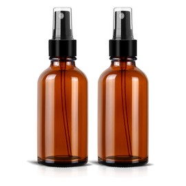 MEM WORLDSHOP (2 Pack) - 4 oz Amber Glass Spray Bottles for Essential Oils, Small Refillable Reusable Empty Spray Bottle, Fine Mist Spray