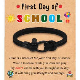 Leyung First Day of School Bracelet for Boys, Anxiety Bracelet, Back to School Stuff, First Day of School Gifts for Boys Son Grandson Nephew