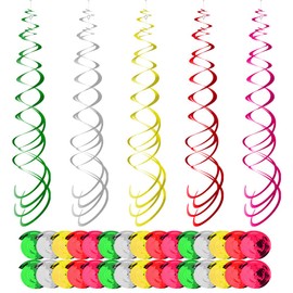 OFFCUP Pack of 30 Swirl Decoration Party Streamers Hanging Swirls Birthday Decoration Double Spiral Garland Ceiling Hanger Spirals Party Decoration for Birthday Wedding New Year's Eve or Carnival