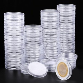 Utron 180P Clear Plastic Coin Capsules, Dollar Coin Holder, 40mm Silver Coin Storage for Collectors, Morgan Silver Dollar Coin Holders with Adjustable Gasket (17/20/25/27/30/33/38/40mm)