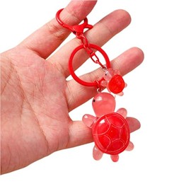 Cute Turtle Keychain Colorful Mini Resin 2 Sea Turtle Bag Purse Charms Classroom Students Prize for Boys Girls (Red)