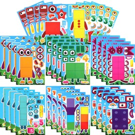 32 Pcs Make Your Own Number Toys Sticker Sheets Todders Activities for Kids Make a Face Stickers Decorations DIY Craft Stickers for Party Favor