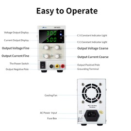 30V 5A DC Power Supply Variable 3-Digital LED Display, Precision Adjustable Regulated Switching Laboratory Switching Power Supply for DIY, Repairing