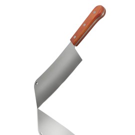 Professional Meat Cleaver - Stainless Steel Chopper with Natural Wood Handle Heavy-Duty Professional Butcher Knife Perfect to Cut and Chop Meat, Bones, Vegetables(8" blade / 14.5" total)