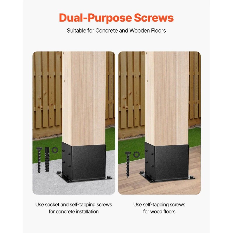 D0100X3RT42 Post Base Bracket 4x4 Inch Painted Steel Wood Fence
