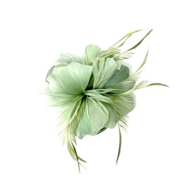 Sage Green Feather Fascinator Hair Clip Wedding Races Hair Accessory